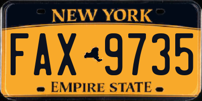 NY license plate FAX9735