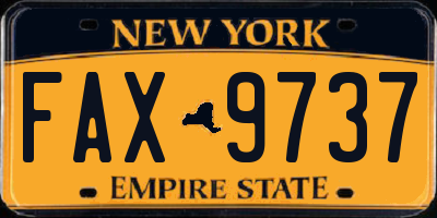 NY license plate FAX9737