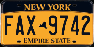 NY license plate FAX9742