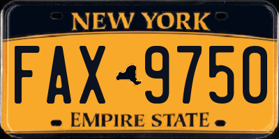 NY license plate FAX9750