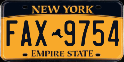 NY license plate FAX9754