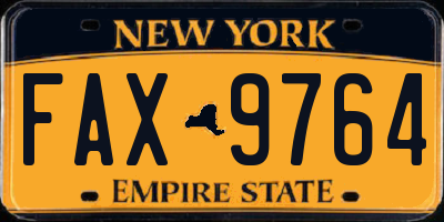 NY license plate FAX9764
