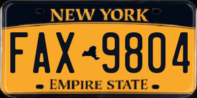 NY license plate FAX9804