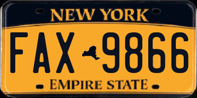 NY license plate FAX9866