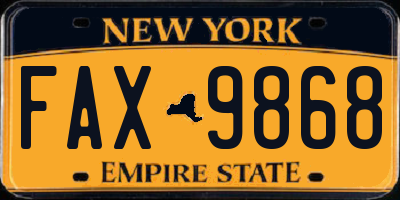 NY license plate FAX9868