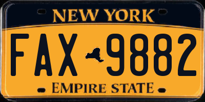 NY license plate FAX9882