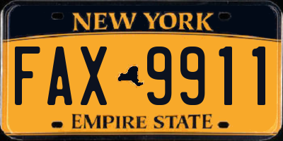 NY license plate FAX9911