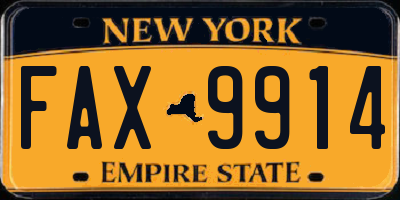 NY license plate FAX9914