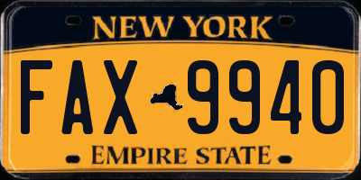 NY license plate FAX9940