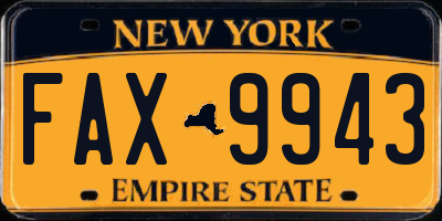 NY license plate FAX9943