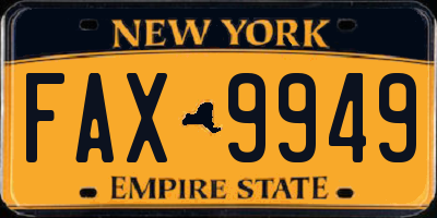 NY license plate FAX9949