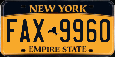 NY license plate FAX9960