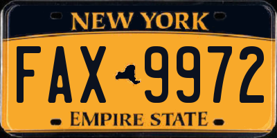 NY license plate FAX9972
