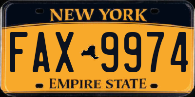 NY license plate FAX9974