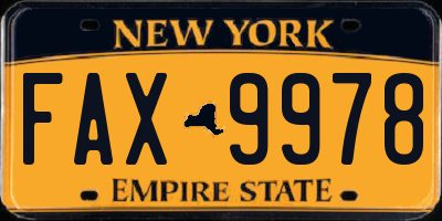 NY license plate FAX9978