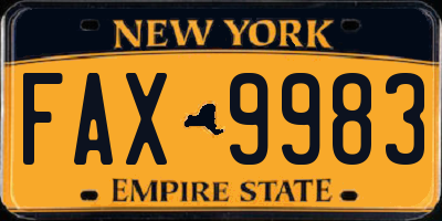 NY license plate FAX9983