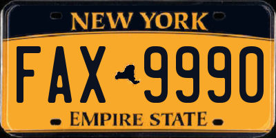 NY license plate FAX9990