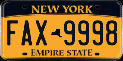 NY license plate FAX9998