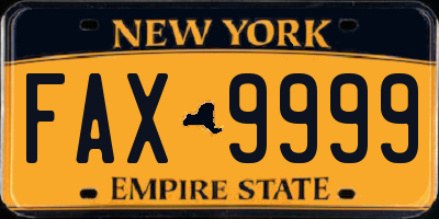 NY license plate FAX9999