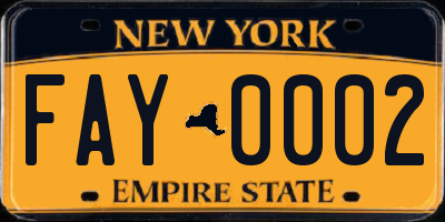 NY license plate FAY0002
