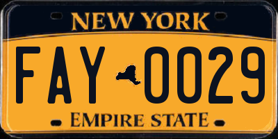 NY license plate FAY0029