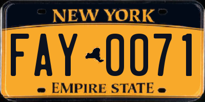 NY license plate FAY0071