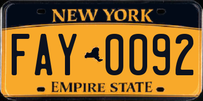 NY license plate FAY0092