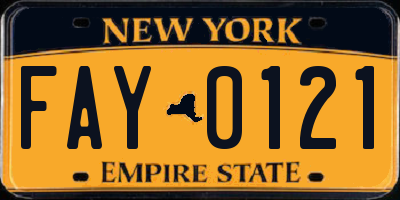 NY license plate FAY0121