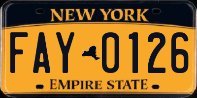 NY license plate FAY0126