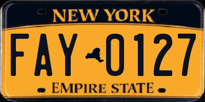 NY license plate FAY0127