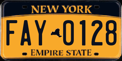 NY license plate FAY0128