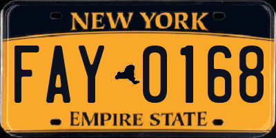 NY license plate FAY0168