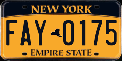 NY license plate FAY0175