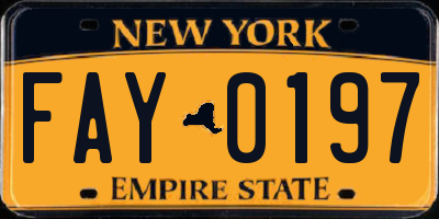 NY license plate FAY0197