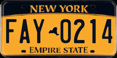 NY license plate FAY0214