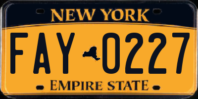 NY license plate FAY0227