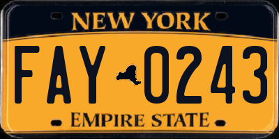 NY license plate FAY0243