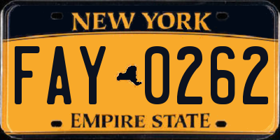 NY license plate FAY0262