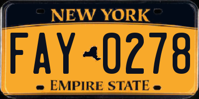 NY license plate FAY0278