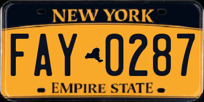 NY license plate FAY0287