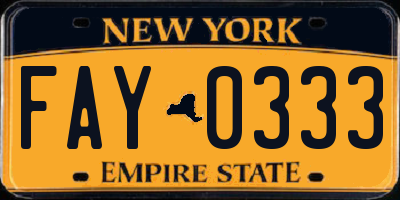 NY license plate FAY0333