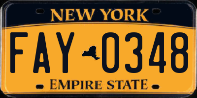 NY license plate FAY0348