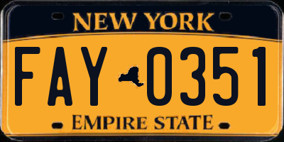 NY license plate FAY0351