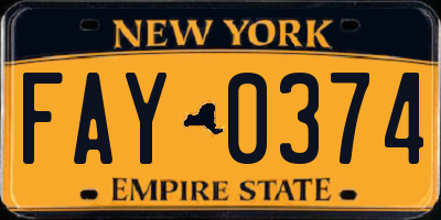 NY license plate FAY0374