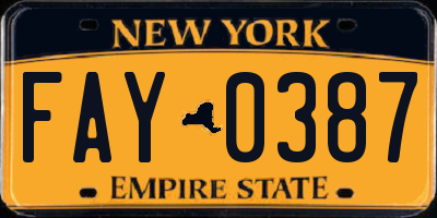NY license plate FAY0387