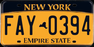 NY license plate FAY0394
