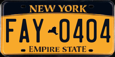 NY license plate FAY0404