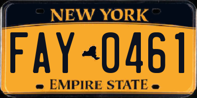 NY license plate FAY0461