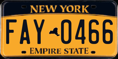 NY license plate FAY0466