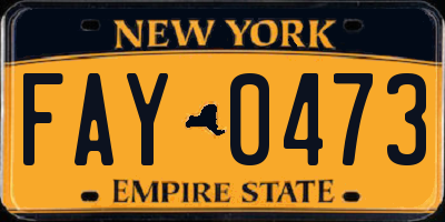 NY license plate FAY0473